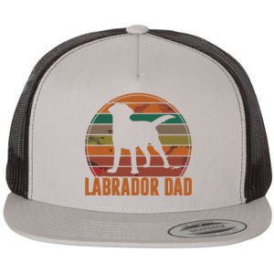 Retro Labrador Dad Gift Dog Daddy Golden Black Lab Father Flat Bill Trucker Hat