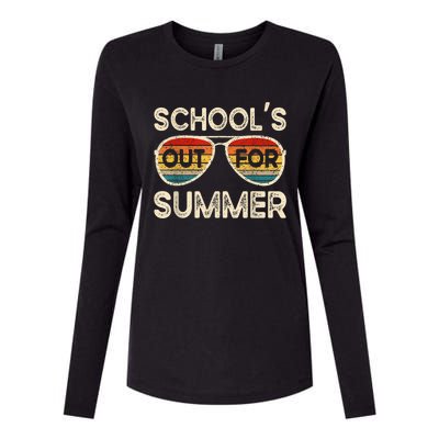 Retro Last Day Of School Schools Out For Summer Teacher Womens Cotton Relaxed Long Sleeve T-Shirt