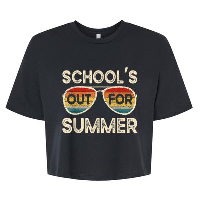 Retro Last Day Of School Schools Out For Summer Teacher Bella+Canvas Jersey Crop Tee