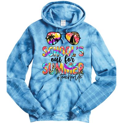 Retro Last Day Of School Schools Out For Summer Teacher Life Tie Dye Hoodie
