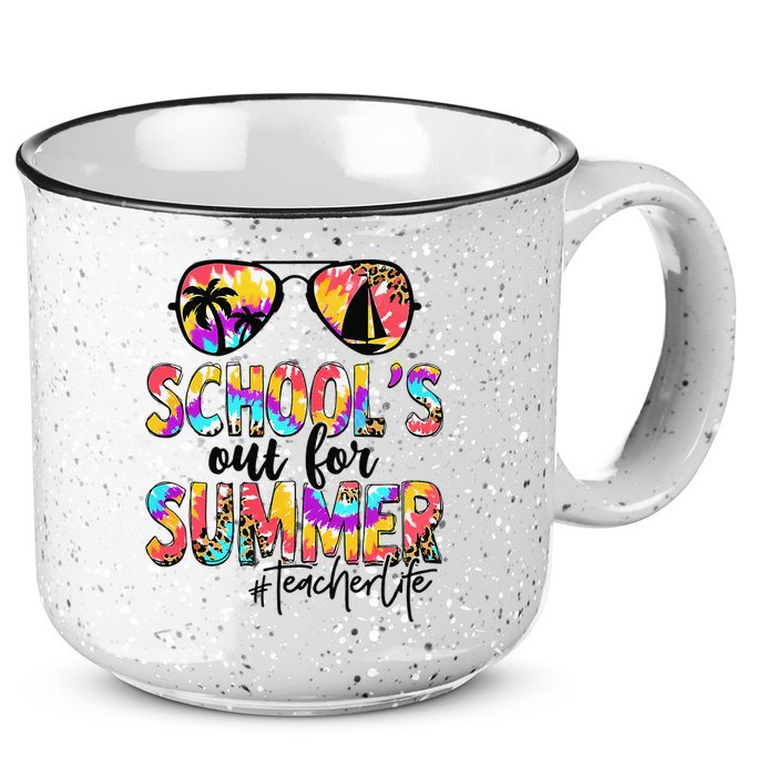 Retro Last Day Of School Schools Out For Summer Teacher Life 15oz Campfire Ceramic Mug