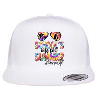Retro Last Day Of School Schools Out For Summer Teacher Life Flat Bill Trucker Hat