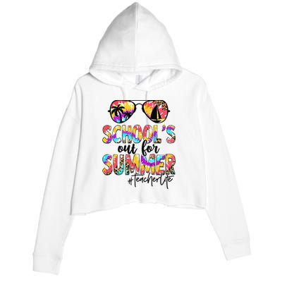 Retro Last Day Of School Schools Out For Summer Teacher Life Crop Fleece Hoodie