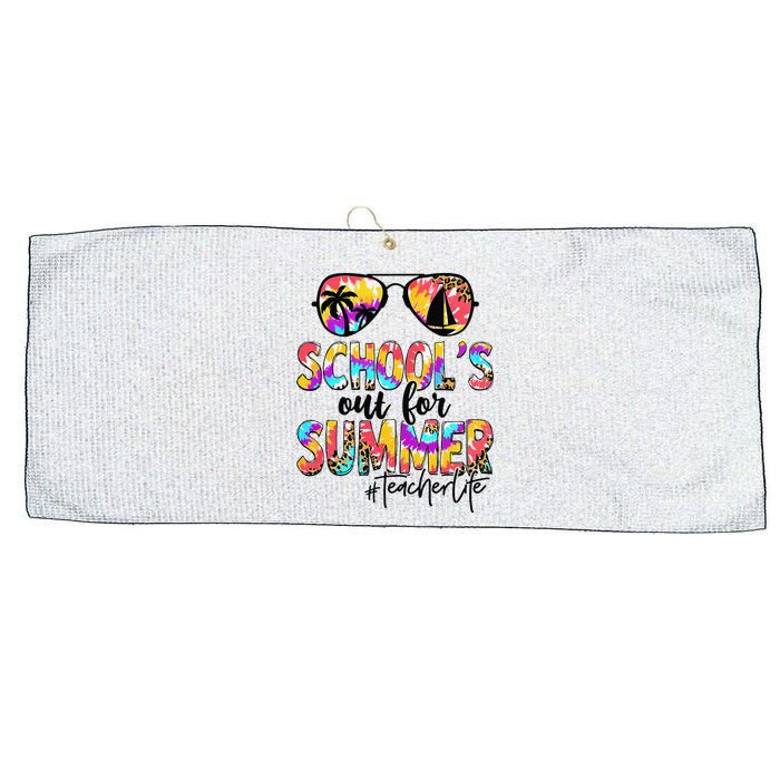 Retro Last Day Of School Schools Out For Summer Teacher Life Large Microfiber Waffle Golf Towel