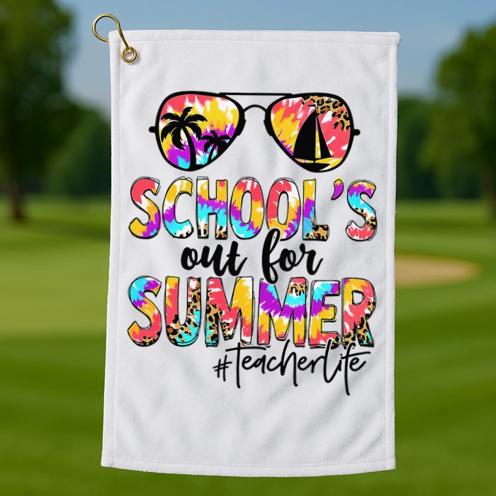 Retro Last Day Of School Schools Out For Summer Teacher Life Golf Towel