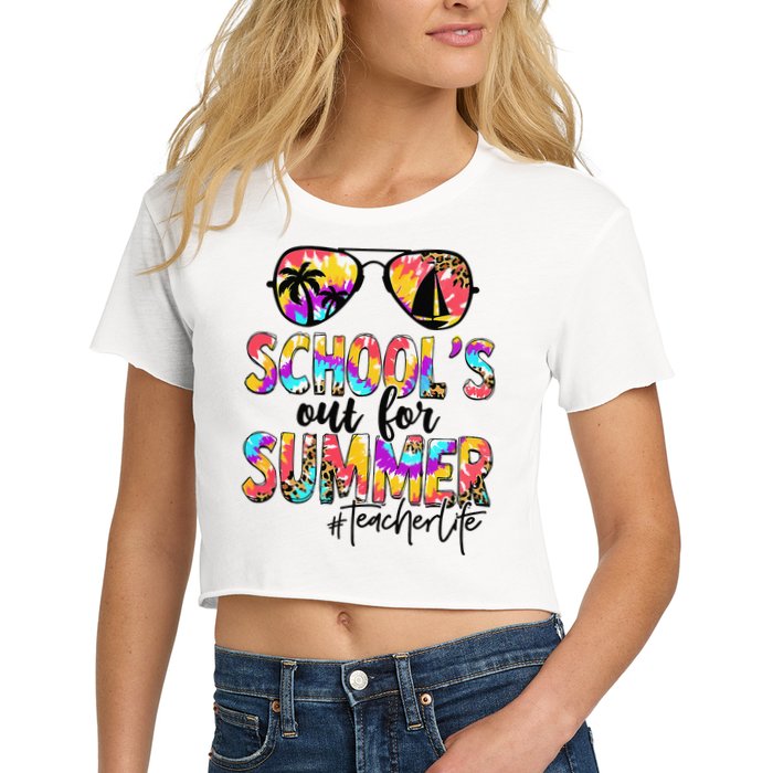 Retro Last Day Of School Schools Out For Summer Teacher Life Crop Top