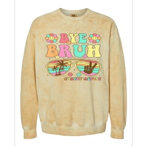 Retro Last Day Of School Hello Summer Bye Bruh Teacher Colorblast Crewneck Sweatshirt