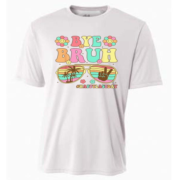 Retro Last Day Of School Hello Summer Bye Bruh Teacher Cooling Performance Crew T-Shirt