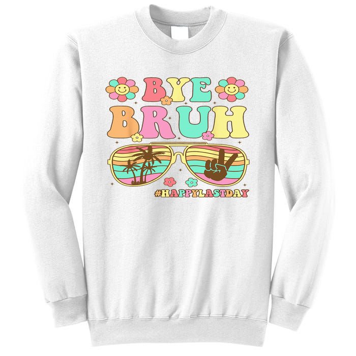 Retro Last Day Of School Hello Summer Bye Bruh Teacher Sweatshirt