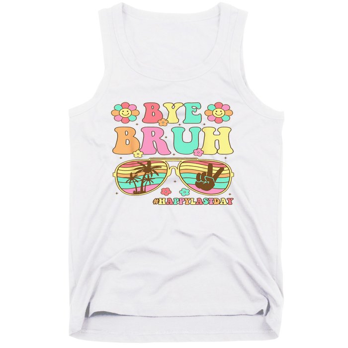 Retro Last Day Of School Hello Summer Bye Bruh Teacher Tank Top