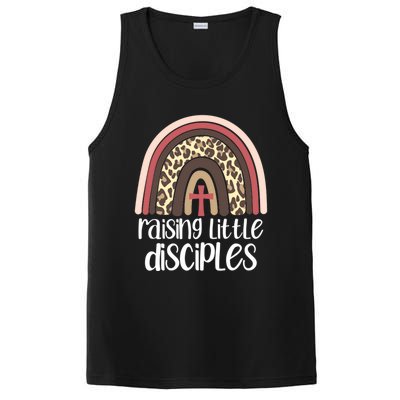 Raising Little Disciples Christian Mom Leopard Print Rainbow Gift PosiCharge Competitor Tank