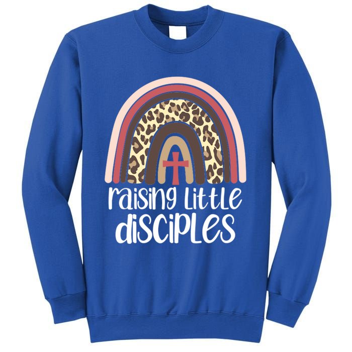 Raising Little Disciples Christian Mom Leopard Print Rainbow Gift Sweatshirt