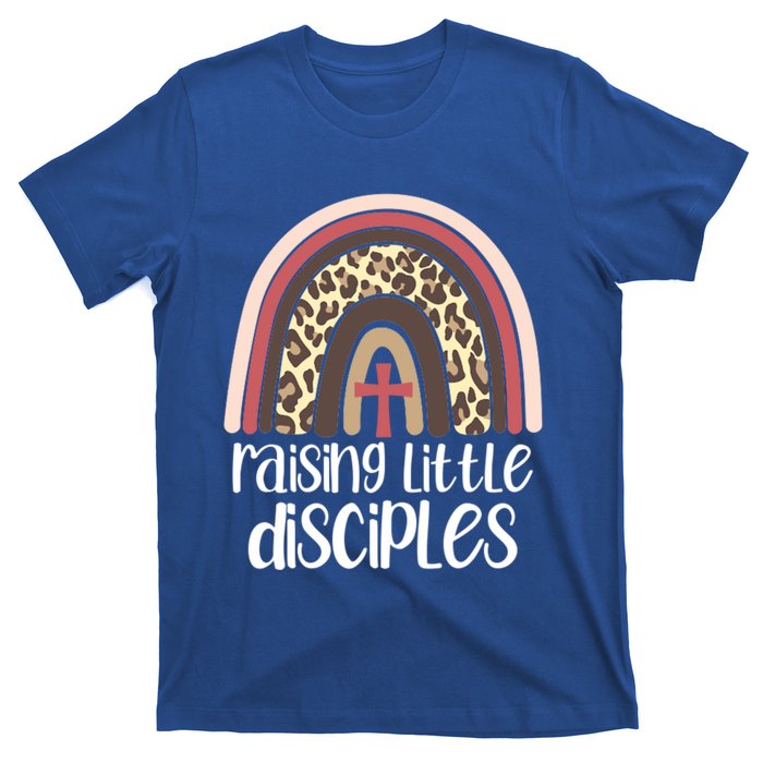 Raising Little Disciples Christian Mom Leopard Print Rainbow Gift T-Shirt