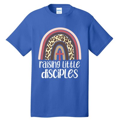 Raising Little Disciples Christian Mom Leopard Print Rainbow Gift Tall T-Shirt