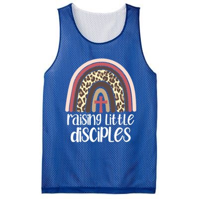 Raising Little Disciples Christian Mom Leopard Print Rainbow Gift Mesh Reversible Basketball Jersey Tank