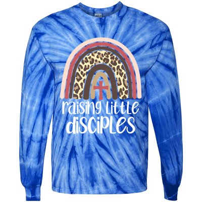 Raising Little Disciples Christian Mom Leopard Print Rainbow Gift Tie-Dye Long Sleeve Shirt