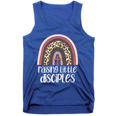 Raising Little Disciples Christian Mom Leopard Print Rainbow Gift Tank Top