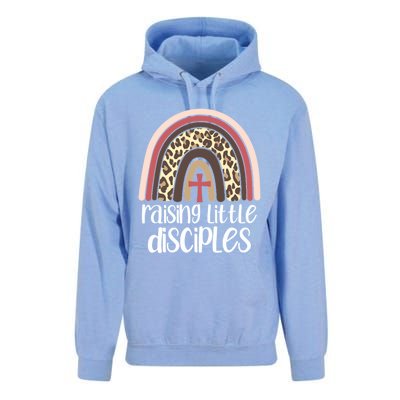 Raising Little Disciples Christian Mom Leopard Print Rainbow Gift Unisex Surf Hoodie