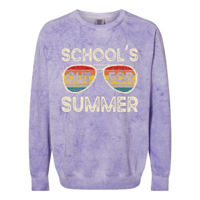 Retro Last Day Of School Schools Out For Summer Teacher Colorblast Crewneck Sweatshirt