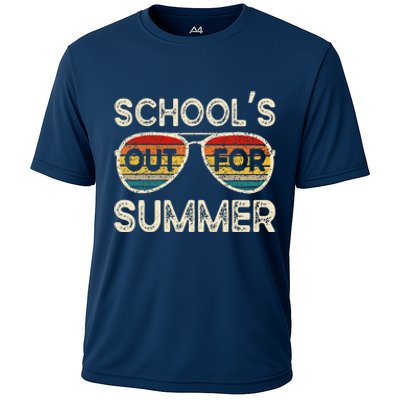 Retro Last Day Of School Schools Out For Summer Teacher Cooling Performance Crew T-Shirt