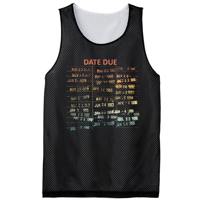 Retro Library Due Date Vintage Librarian Date Due Mesh Reversible Basketball Jersey Tank