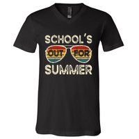 Retro Last Day Of School Schools Out For Summer Teacher V-Neck T-Shirt