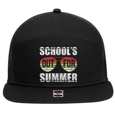 Retro Last Day Of School Schools Out For Summer Teacher Gift 7 Panel Mesh Trucker Snapback Hat