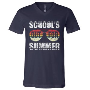 Retro Last Day Of School Schools Out For Summer Teacher Gift V-Neck T-Shirt