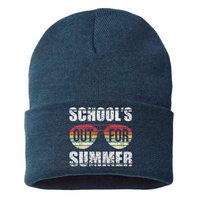 Retro Last Day Of School Schools Out For Summer Teacher Gift Sustainable Knit Beanie