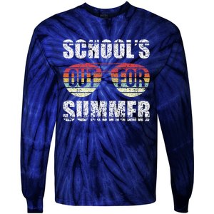 Retro Last Day Of School Schools Out For Summer Teacher Gift Tie-Dye Long Sleeve Shirt