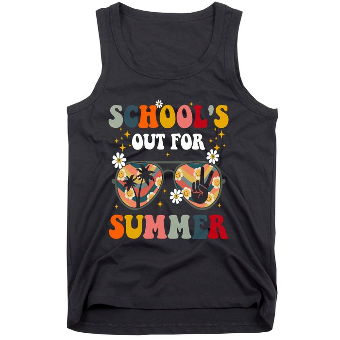 Retro Last Day Of Schools Out For Summer Teacher Tank Top