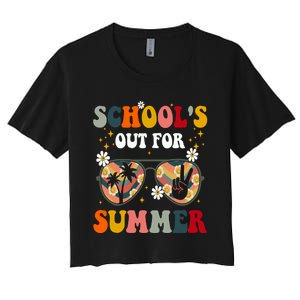 Retro Last Day Of Schools Out For Summer Teacher Women's Crop Top Tee