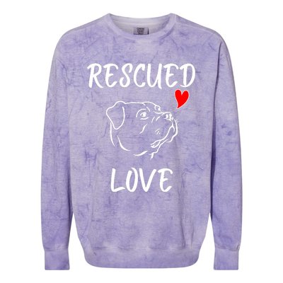 Rescued Love Dog Rescue Mom Cute Rescue Dog Long Sleeve Colorblast Crewneck Sweatshirt