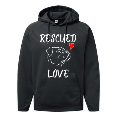 Rescued Love Dog Rescue Mom Cute Rescue Dog Long Sleeve Performance Fleece Hoodie