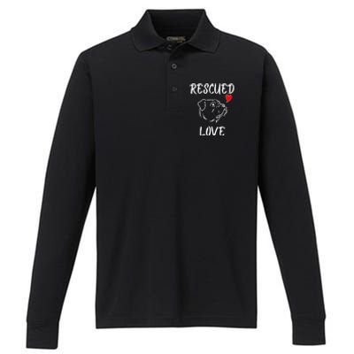 Rescued Love Dog Rescue Mom Cute Rescue Dog Long Sleeve Performance Long Sleeve Polo