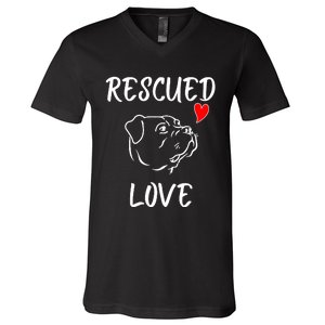 Rescued Love Dog Rescue Mom Cute Rescue Dog Long Sleeve V-Neck T-Shirt