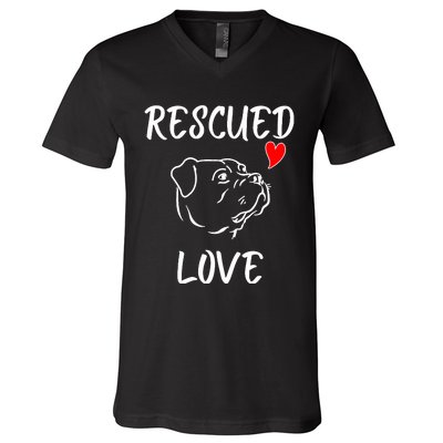 Rescued Love Dog Rescue Mom Cute Rescue Dog Long Sleeve V-Neck T-Shirt