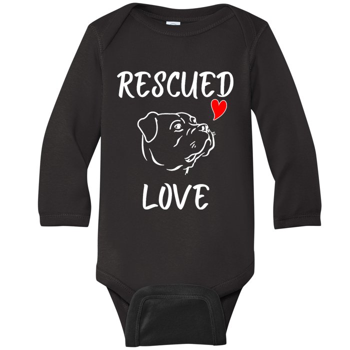 Rescued Love Dog Rescue Mom Cute Rescue Dog Long Sleeve Baby Long Sleeve Bodysuit