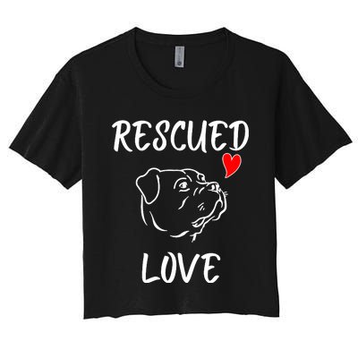 Rescued Love Dog Rescue Mom Cute Rescue Dog Long Sleeve Women's Crop Top Tee