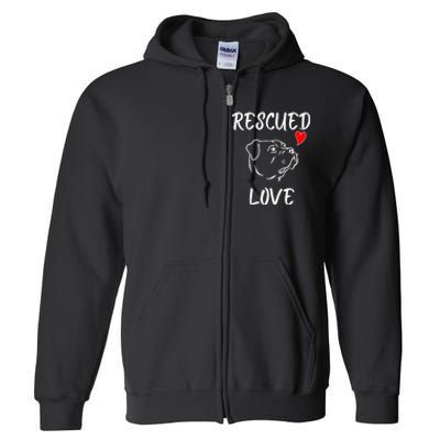 Rescued Love Dog Rescue Mom Cute Rescue Dog Long Sleeve Full Zip Hoodie