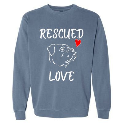 Rescued Love Dog Rescue Mom Cute Rescue Dog Long Sleeve Garment-Dyed Sweatshirt