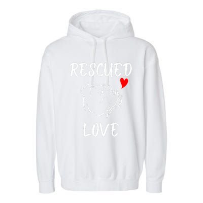 Rescued Love Dog Rescue Mom Cute Rescue Dog Long Sleeve Garment-Dyed Fleece Hoodie