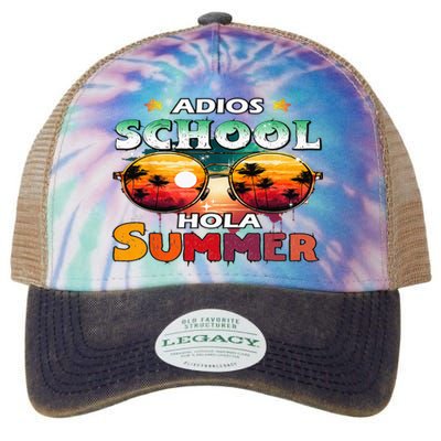 Retro Last Day Of School Out For Summer Teacher Adios Legacy Tie Dye Trucker Hat