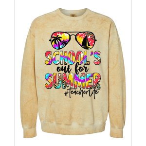 Retro Last Day Of School Schools Out For Summer Teacher Life Colorblast Crewneck Sweatshirt