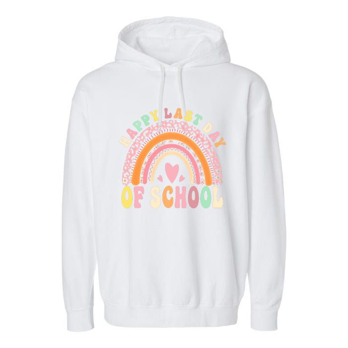 Rainbow Last Day Of School Hello Summer End Of School Schools Out For Summer Garment-Dyed Fleece Hoodie