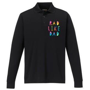 Rad Like Dad Tie Dye Funny Father’s Day Performance Long Sleeve Polo