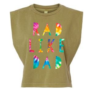 Rad Like Dad Tie Dye Funny Father’s Day Garment-Dyed Women's Muscle Tee