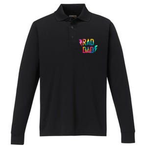 Rad Like Dad Tie Dye Funny Father’s Day Performance Long Sleeve Polo