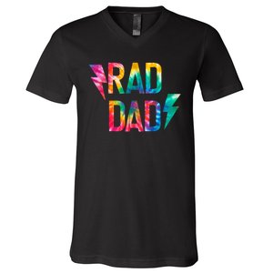 Rad Like Dad Tie Dye Funny Father’s Day V-Neck T-Shirt