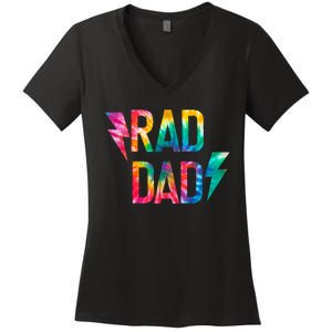 Rad Like Dad Tie Dye Funny Father’s Day Women's V-Neck T-Shirt